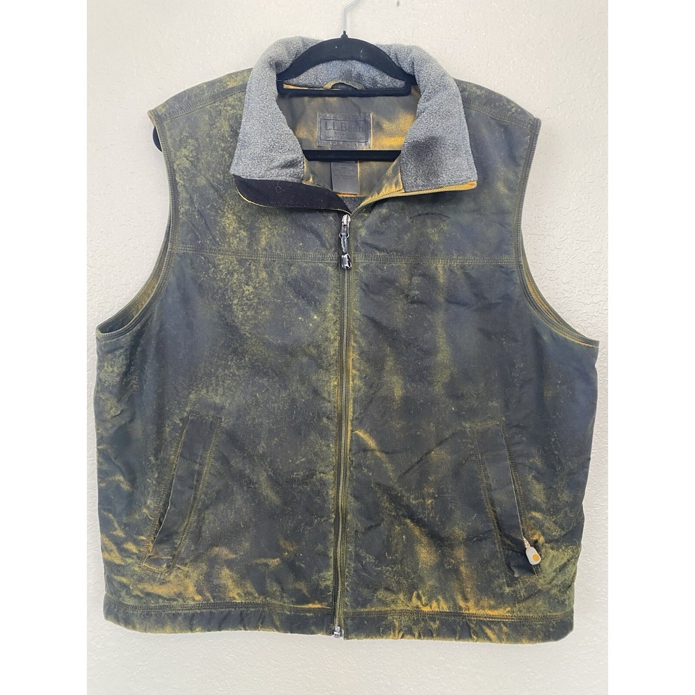 L.L. BEAN Mens Tie Die Lined Vest Full Zip & Zipper‎ Pockets Size L